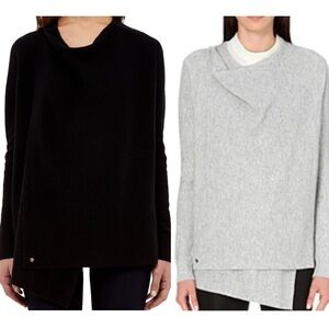 Ted Baker Jenee Sweater Black Wool Wrap Cardigan 0-2 Quiet Luxury Chic Classic